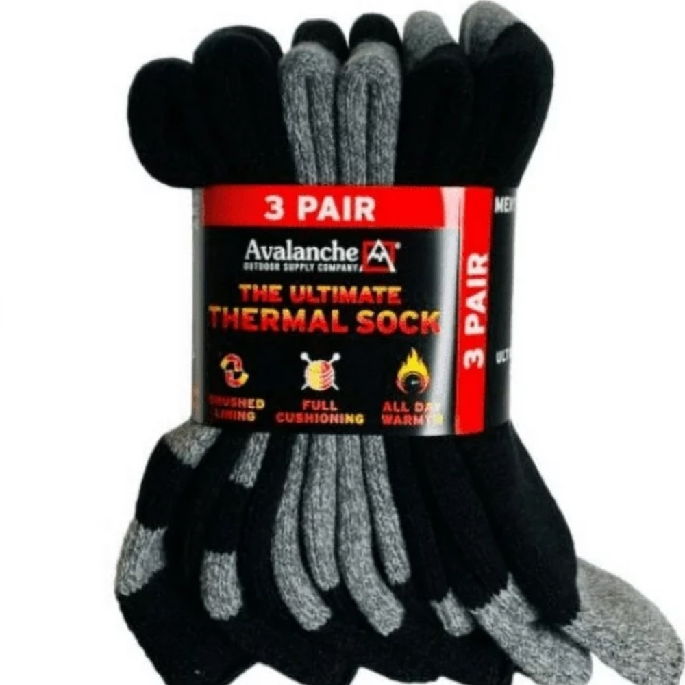 Avalanche Ultimate Thermal Crew Sock Men's Black 3 Pair